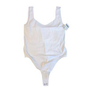 Free People Intimately White Bodysuit Size  L/XL Nylon Spandex Scoop Neckline